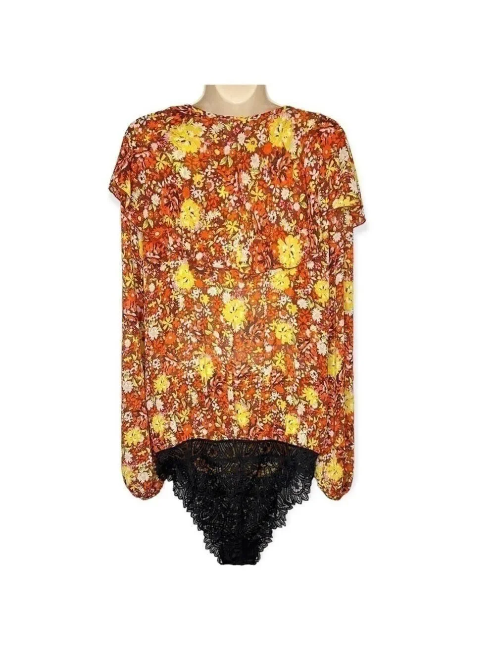 Intimately Free People Floral Lace Bodysuit Size L